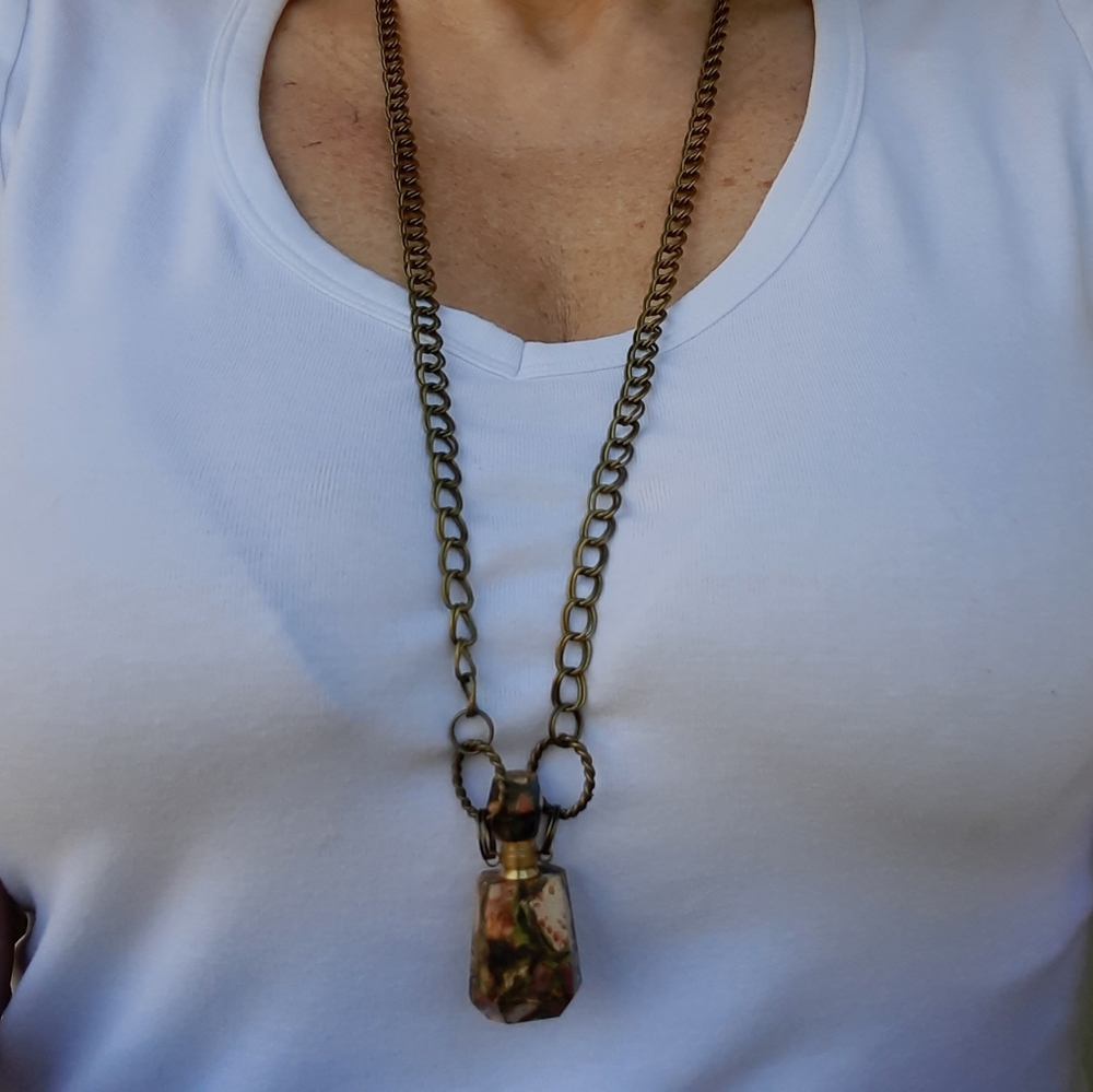 Bronze Orange Sea Sediment Vial Necklace - Picture 3 of 15